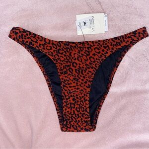 Volcom skimpy cheetah bikini bottoms in burnt red